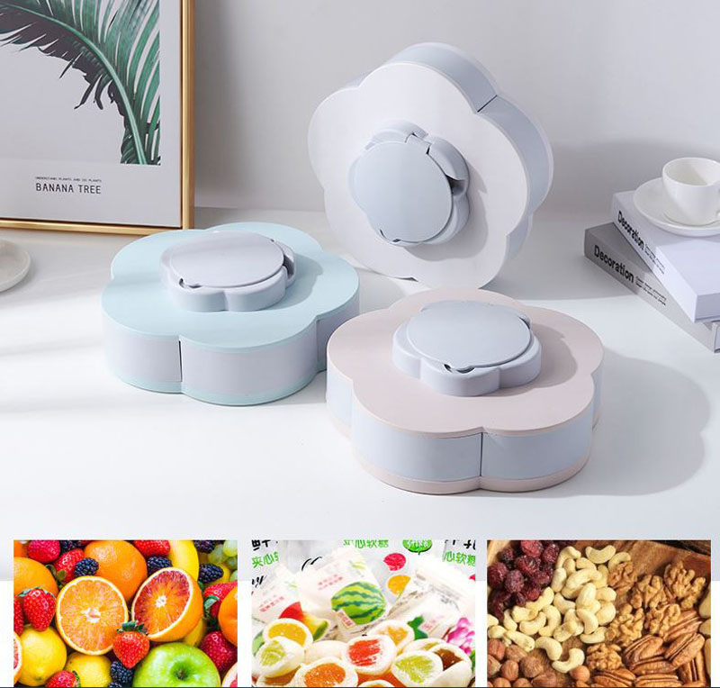 Bán sỉ Khay mứt xoay hình cánh hoa kèm giá đỡ điện thoại